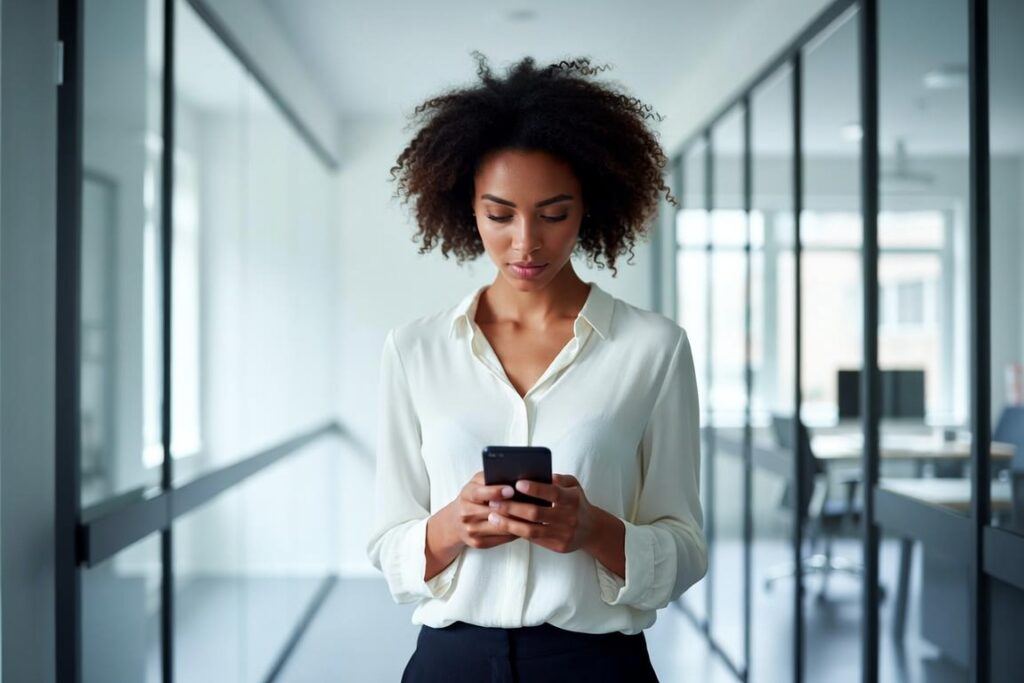 woman texting on phone